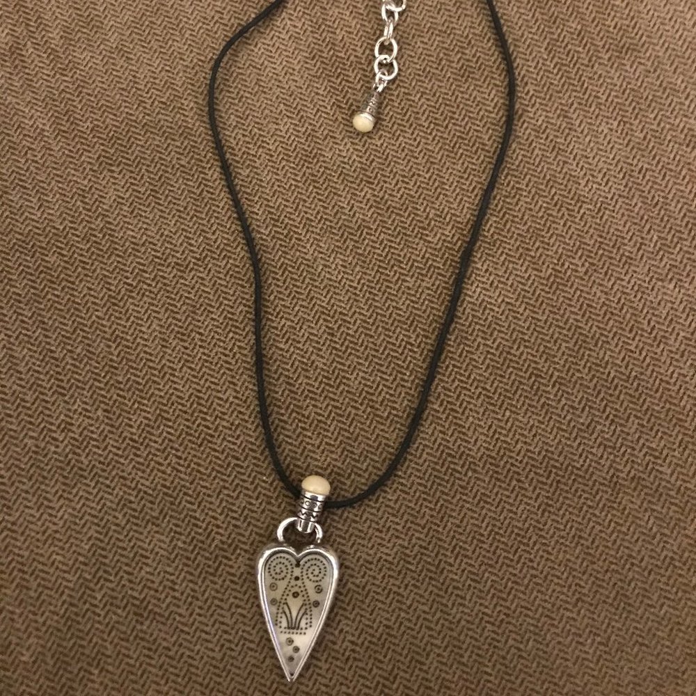 Brighton Reversible Leather Cord/Heart Necklace